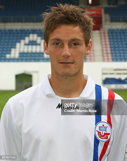 Mario Fillinger poses during the Bundesliga 1st Team Presentation of Hansa Rostock at the DKB Arena on July 17, 2008 in Rostock, Germany.