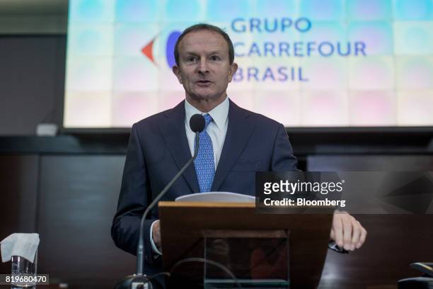 Charles Desmartis, chief executive officer of Grupo Carrefour Brasil, speaks during the initial public offering of Atacadao SA, the Brazilian unit of...