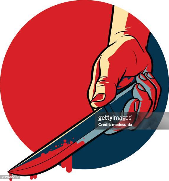 stockillustraties, clipart, cartoons en iconen met bloedige mes - killing