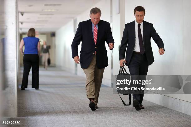 Senate Intellignece Committee Chairman Richard Burr arrives for a closed door session in the Hart Senate Office Building on Capitol Hill July 20,...