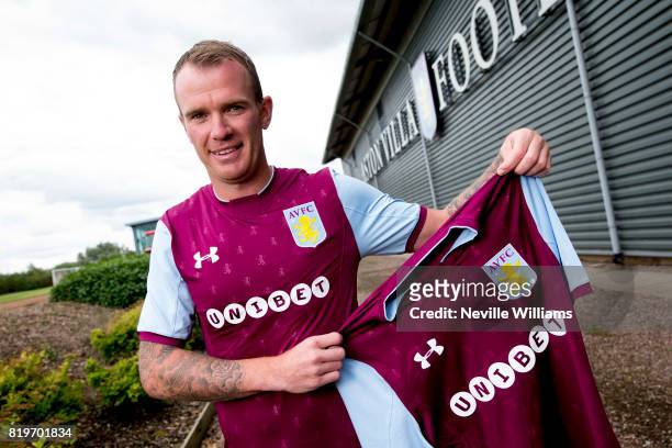 New signing Glenn Whelan of Aston Villa poses for a picture at the club's training ground at Bodymoor Heath on July 20, 2017 in Birmingham, England.