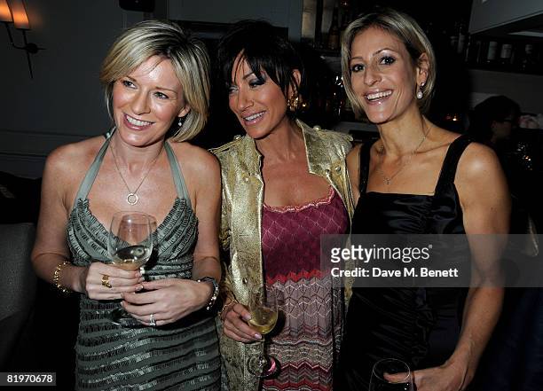 Andrea Catherwood, Nancy Dell'Olio and Emily Maitlis attend the book launch of 'Harm's Way' written by Celia Walden, at Soho House on July 17, 2008...