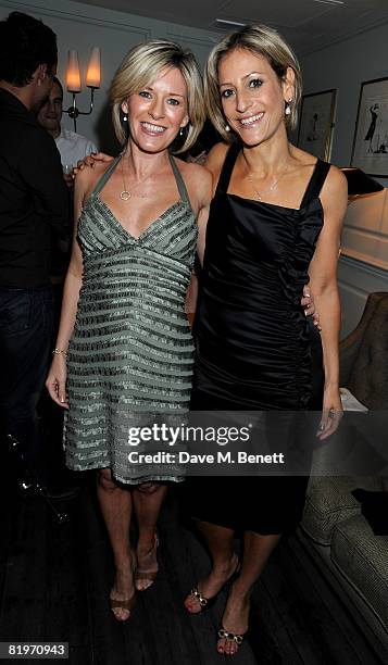 Andrea Catherwood and Emily Maitlis attend the book launch of 'Harm's Way' written by Celia Walden, at Soho House on July 17, 2008 in London, England.