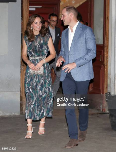 Catherine, Duchess of Cambridge and Prince William, Duke of Cambridge attend a reception at the last original dancehall in Berlin, the Clärchens...