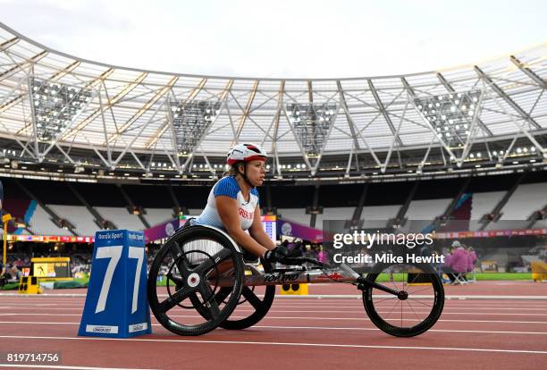 Hannah Cockroft of Great Britain prepares to compete in the Women's 400m T34 during day seven of the IPC World ParaAthletics Championships 2017 at...