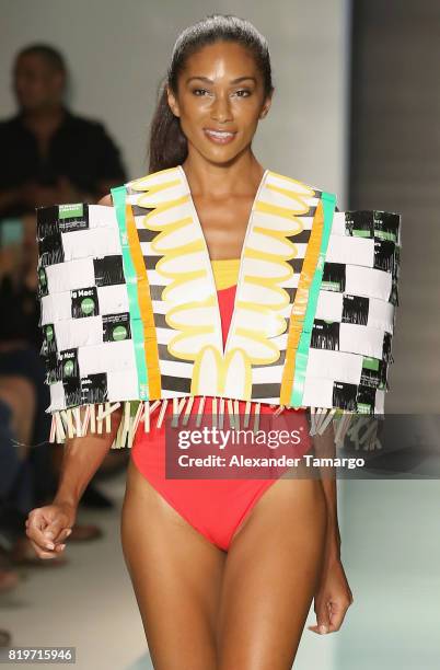 Model walks the runway at McDCouture Makes A Splash At Miami Swim Week at 2100 Collins Ave. On July 20, 2017 in Miami, Florida. McDonalds made a...