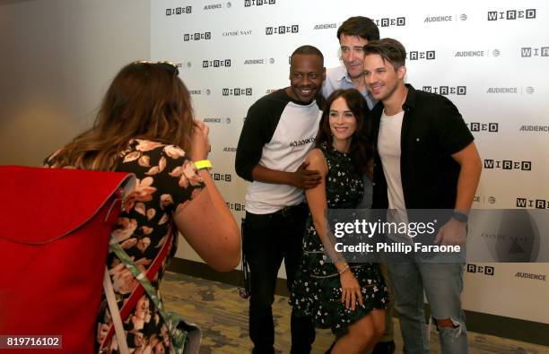 Actors Abigail Spencer, Malcolm Barrett, Goran Visnjic, and Matt Lanter of 'Timeless' at 2017 WIRED Cafe at Comic Con, presented by AT&T Audience...