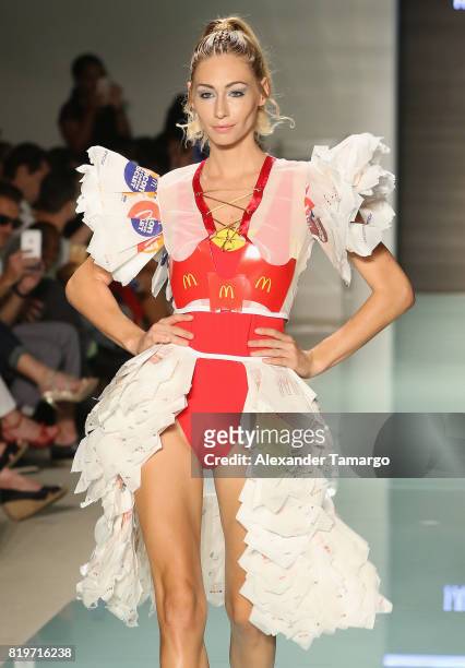 Model walks the runway at McDCouture Makes A Splash At Miami Swim Week at 2100 Collins Ave. On July 20, 2017 in Miami, Florida. McDonalds McDCouture...