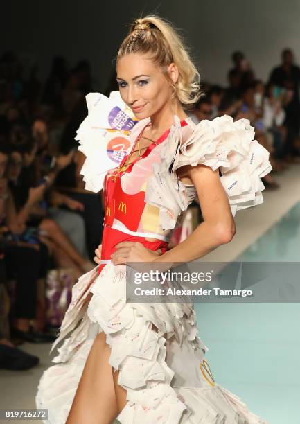 Model walks the runway at McDCouture Makes A Splash At Miami Swim Week at 2100 Collins Ave. On July 20, 2017 in Miami, Florida. McDonalds McDCouture...