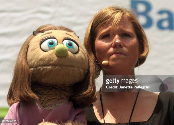 From "Avenue Q" Carey Anderson performs at Broadway in Bryant Park on July 17, 2008 in New York City.