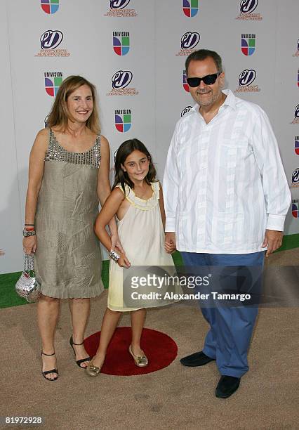 Millie de Molina and Raul de Molina poses on the red carpet at the Premio Juventud Awards at Bank United Center on July 17, 2008 in Miami, Florida.