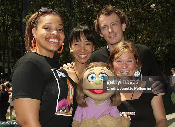 From "Avenue Q" Carmen Ruby Floyd, Sala Iwamatsu,Christian Anderson and Carey Anderson, with Kate Monster, attend 106.7 Lite fm Presents Broadway in...