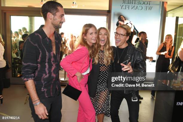 Hugo Taylor, Millie Mackintosh, Emma Louise Connolly and Ollie Proudlock attend the Emporio Armani You Fragrance launch at Sea Containers on July 20,...