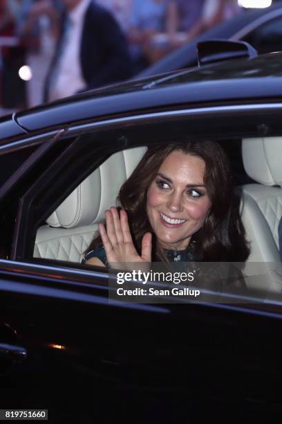 Catherine, Duchess of Cambridge and Prince William departs after attending a reception with creatives at 'Claerchens Ballhaus' the last original...