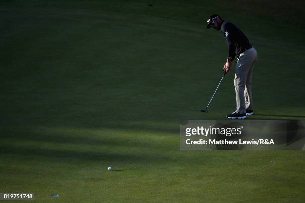 Rafa Cabrera-Bello of Spain putts on the 18th green during the first round of the 146th Open Championship at Royal Birkdale on July 20, 2017 in...