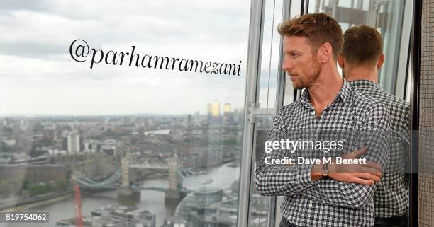 Jenson Button attends Parham Ramezani X Jenson Button jewellery launch at The Shard on July 20, 2017 in London, England.