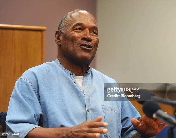 Former professional football player O.J. Simpson speaks during a parole hearing at Lovelock Correctional Center in Lovelock, Nevada, U.S., on...