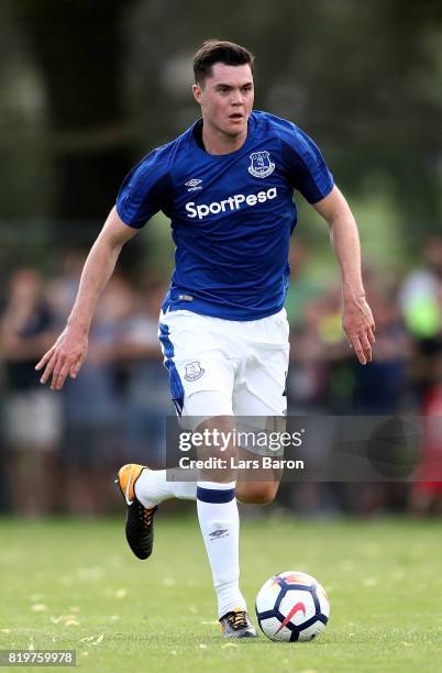 Michael Keane of Everton runs with the ball during a preseason friendly match between FC Twente and Everton FC at Sportpark de Stockakker on July 19,...