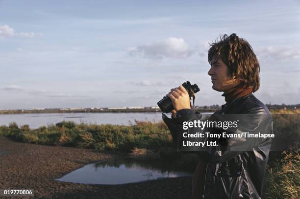 British biologist, TV director and nature writer Richard Mabey at Perry Oaks Sewage Farm, now turned into Terminal 5, Heathrow, 1974.