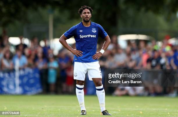 Ashley Williams of Everton looks on during a preseason friendly match between FC Twente and Everton FC at Sportpark de Stockakker on July 19, 2017 in...