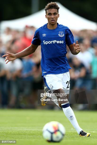 Dominic Calvert Lewin of Everton runs with the ball during a preseason friendly match between FC Twente and Everton FC at Sportpark de Stockakker on...