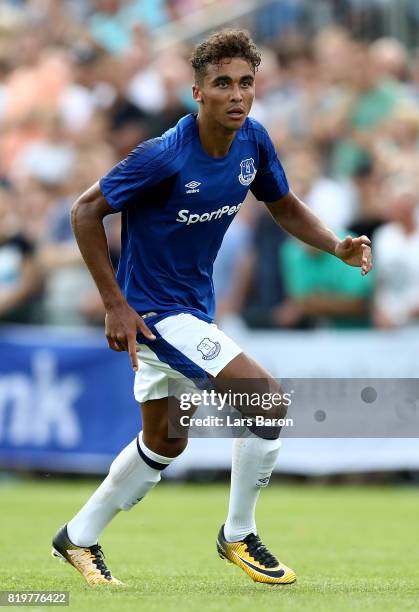 Dominic Calvert Lewin of Everton runs with the ball during a preseason friendly match between FC Twente and Everton FC at Sportpark de Stockakker on...