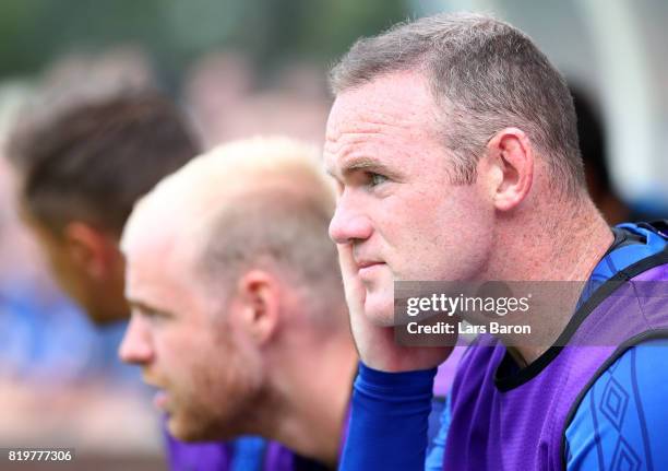 Wayne Rooney of Everton looks on during a preseason friendly match between FC Twente and Everton FC at Sportpark de Stockakker on July 19, 2017 in De...