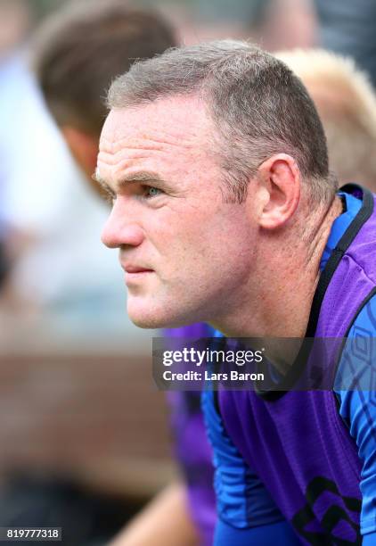 Wayne Rooney of Everton looks on during a preseason friendly match between FC Twente and Everton FC at Sportpark de Stockakker on July 19, 2017 in De...