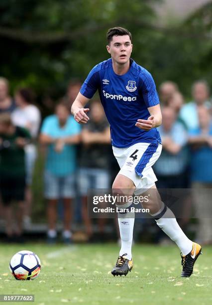 Michael Keane of Everton runs with the ball during a preseason friendly match between FC Twente and Everton FC at Sportpark de Stockakker on July 19,...