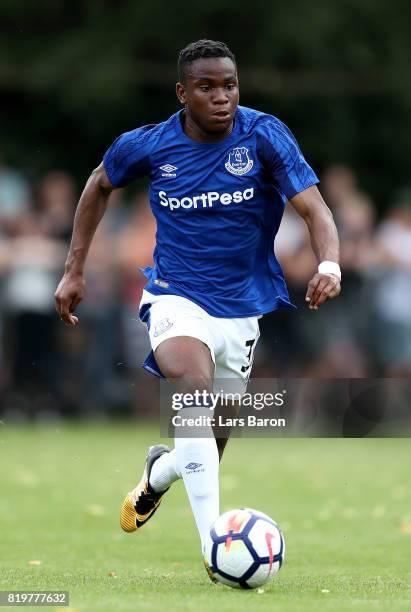 Ademola Lookman of Everton runs with the ball during a preseason friendly match between FC Twente and Everton FC at Sportpark de Stockakker on July...