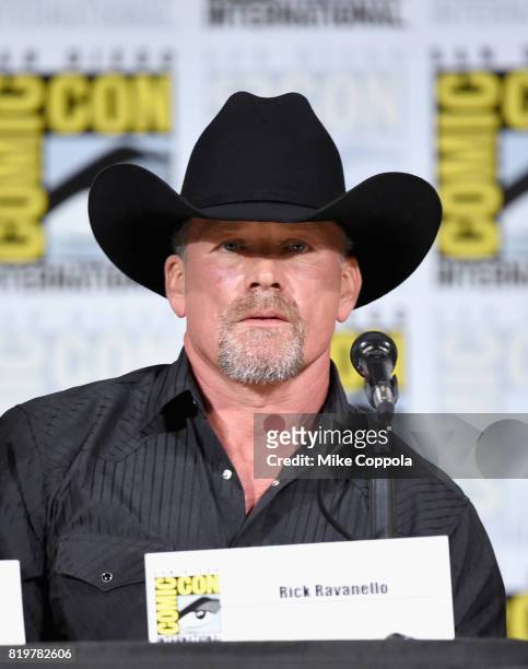 Actor Rick Ravanello speaks onstage at the "Medinah" World Premiere Sneak Peek during Comic-Con International 2017 at San Diego Convention Center on...