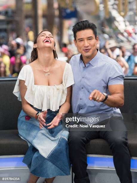 Paula Patton and Mario Lopez visit "Extra" at Universal Studios Hollywood on July 20, 2017 in Universal City, California.