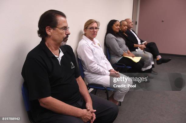 Bruce Fromong, left, waits to testify during O.J. Simpson's parole hearing at Lovelock Correctional Center July 20, 2017 in Lovelock, Nevada. Simpson...