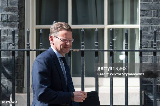John Pettigrew, National Grid CEO, leaves 10 Downing Street after the first in a series of meetings between British Prime Minister Theresa May and a...