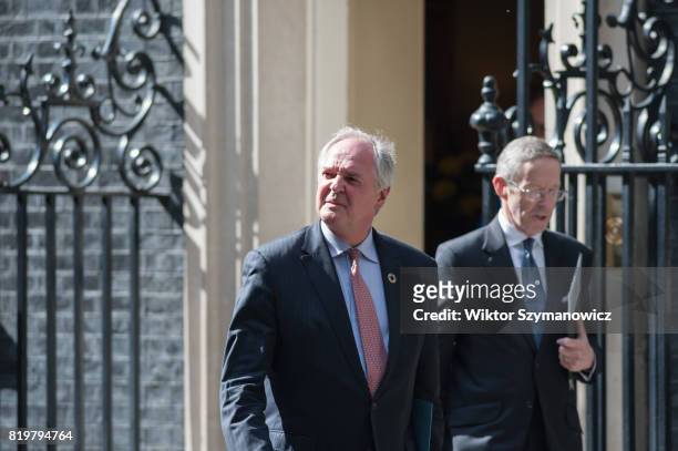 Paul Polman, chief executive officer of Unilever NV , leaves 10 Downing Street after the first in a series of meetings between British Prime Minister...