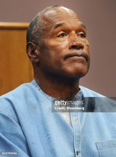 Former professional football player O.J. Simpson listens during a parole hearing at Lovelock Correctional Center in Lovelock, Nevada, U.S., on...