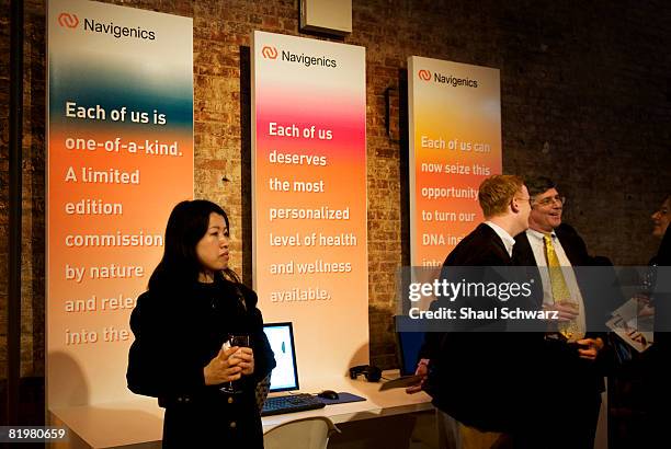 Guest enjoy cocktails and conversation during a cocktail party at new Navigenics store on 66 Green street on April 8, 2008 in New York City....