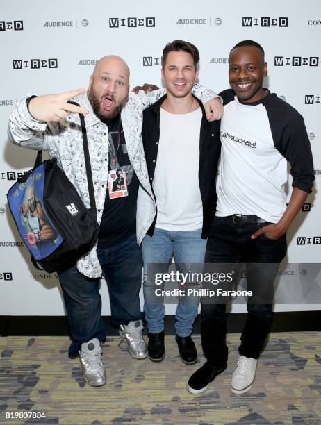 Actor Stephen Kramer Glickman and actors Matt Lanter, and Malcolm Barrett of 'Timeless' at 2017 WIRED Cafe at Comic Con, presented by AT&T Audience...