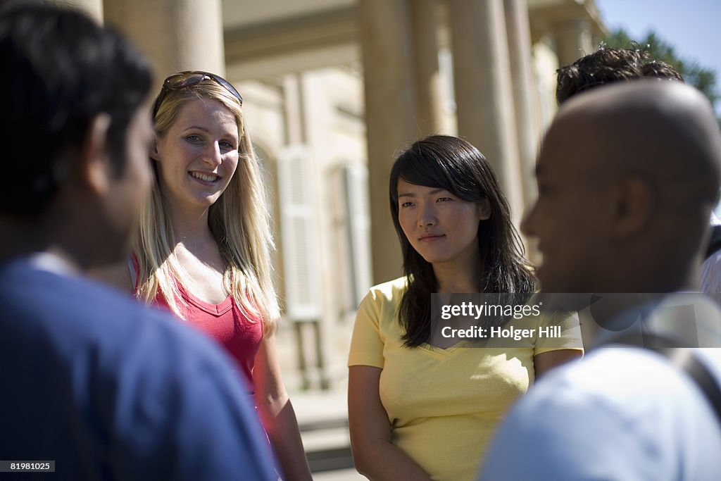 University students talking on campus