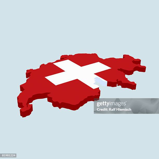 the swiss flag in the shape of switzerland - switzerland map stock-grafiken, -clipart, -cartoons und -symbole