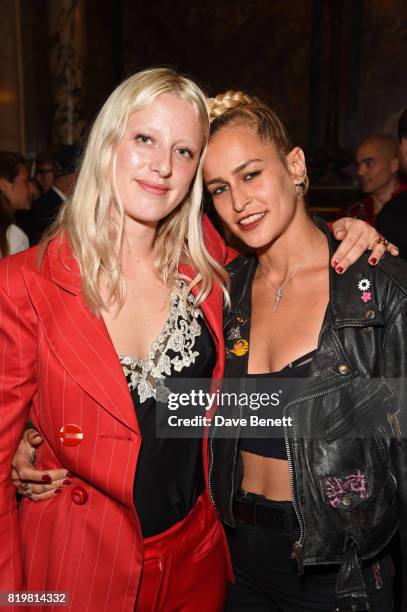 Harriet Verney and Alice Dellal attend a dinner to celebrate the launch of the Luisaviaroma LVR Edition 3 project by Dilara Findikoglu at Andaz...
