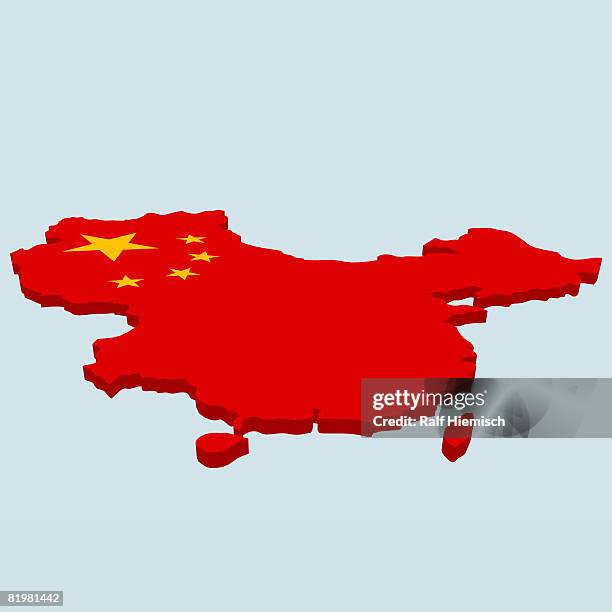 ilustrações, clipart, desenhos animados e ícones de chinese map in the shape of china - bandeira chinesa