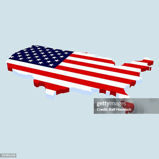 american flag in the shape of usa - star space stock illustrations