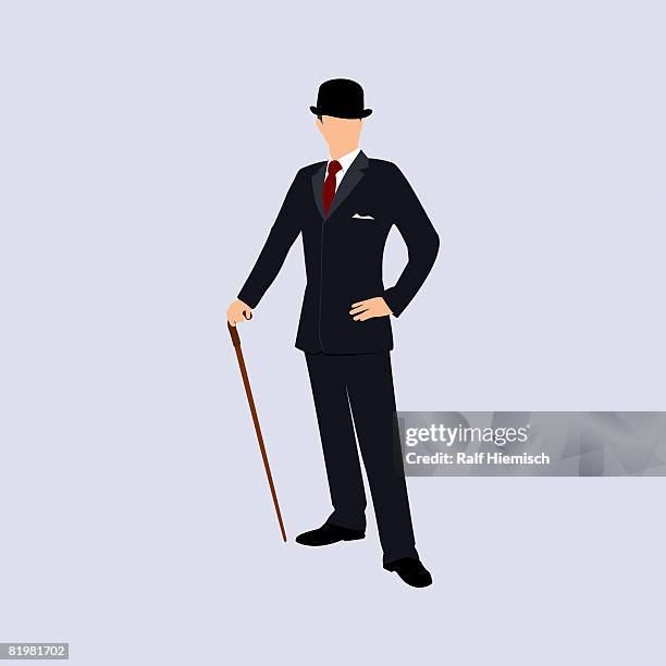 stockillustraties, clipart, cartoons en iconen met a stereotypical british gentleman - driekwartlengte