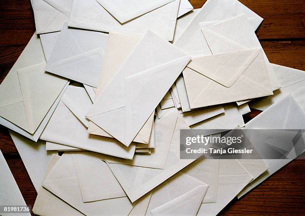 a heap of envelopes - envelope imagens e fotografias de stock