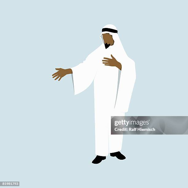 a stereotypical saudi arabian man - headscarf stock illustrations