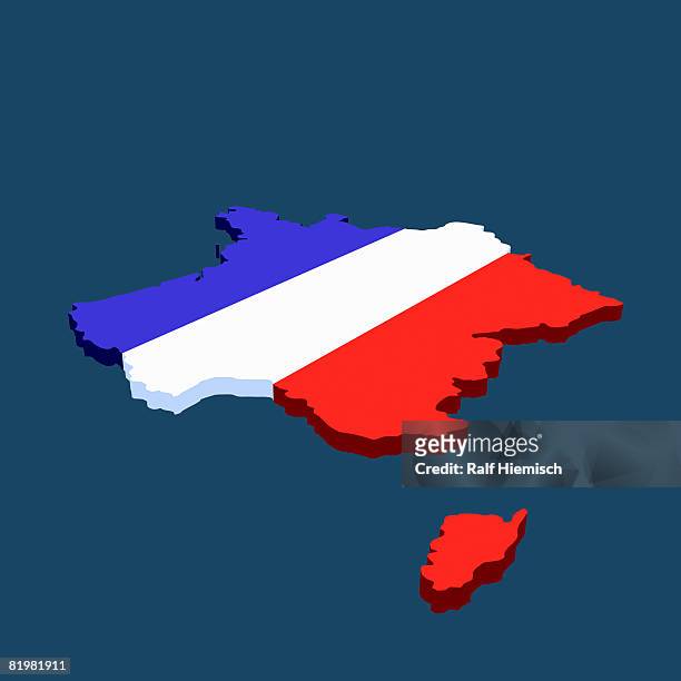 french flag in the shape of france - representing stock illustrations