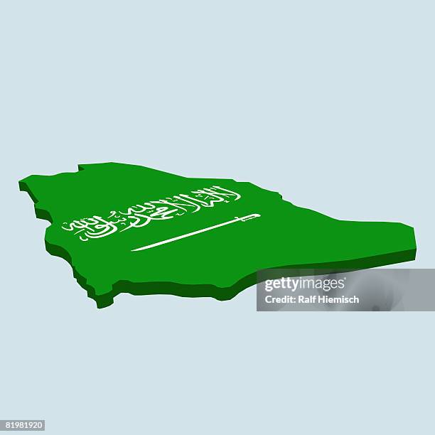the saudi arabian flag in the shape of saudi arabia - saudi arabia flag stock illustrations