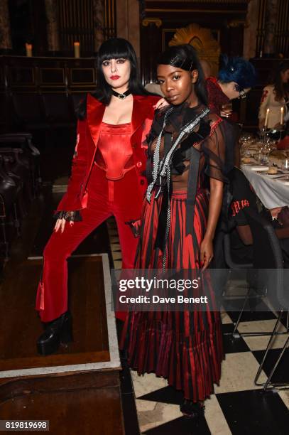 Dilara Findikoglu and Siobhan Bell attend a dinner to celebrate the launch of the Luisaviaroma LVR Edition 3 project by Dilara Findikoglu at Andaz...