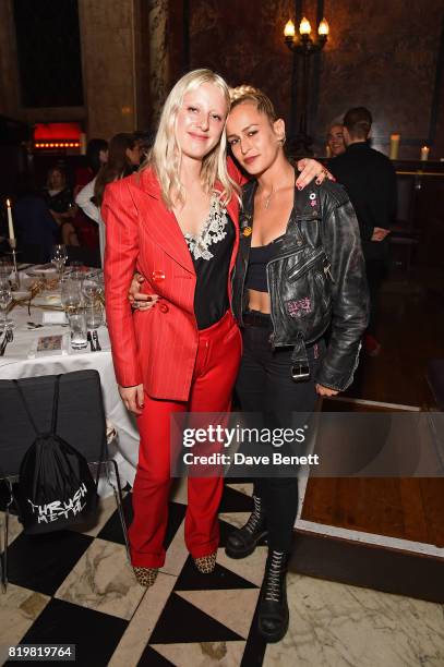 Harriet Verney and Alice Dellal attend a dinner to celebrate the launch of the Luisaviaroma LVR Edition 3 project by Dilara Findikoglu at Andaz...